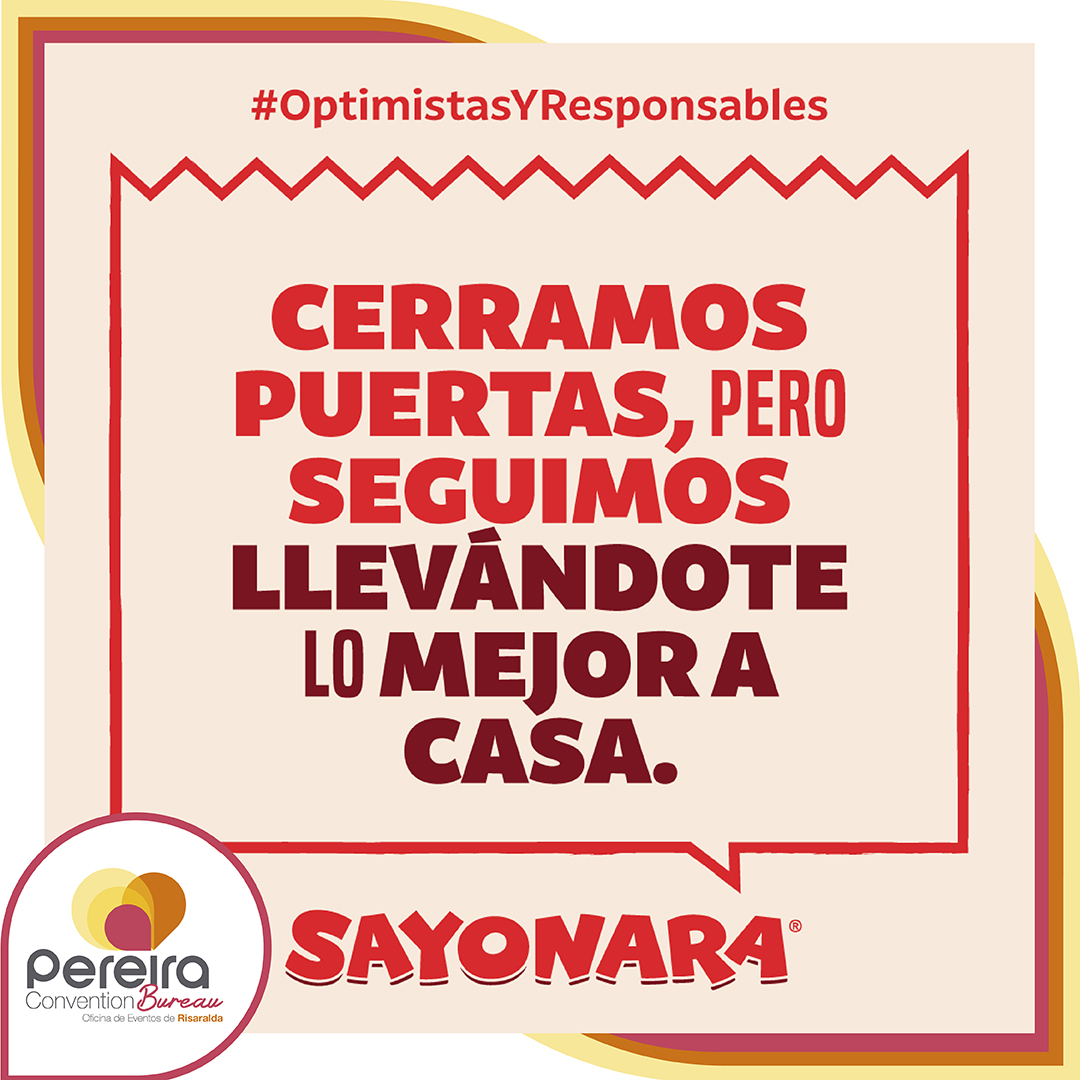 Todos los fans de <a href="/Sayonara_co/">Sayonara</a> ahora podrán pedir su domicilio a través de la App, 📲 o llamando en Pereira al ☎️ 3151717 y en Manizales al 8968314. #QuédateEnCasa disfrutando de lo mejor de Sayonara. 🍔🍟🌭🌮🥗🍰🥤