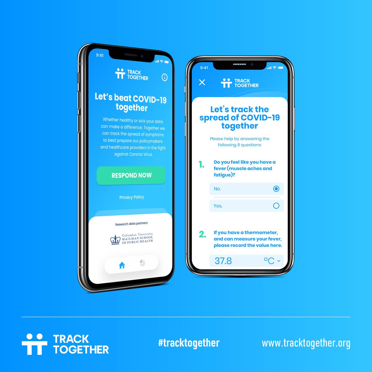 TrackTogether's tweet photo. Once our app goes live, we need as many people to download and fill in a short survey.
Your response can help leaders make more informed decisions to contain the spread and alleviate pressure on health services.
#tracktogether #SpreadTheSurveyNotTheVirus #COVID19 #Pandemic https://t.co/EkHr3JEkVF