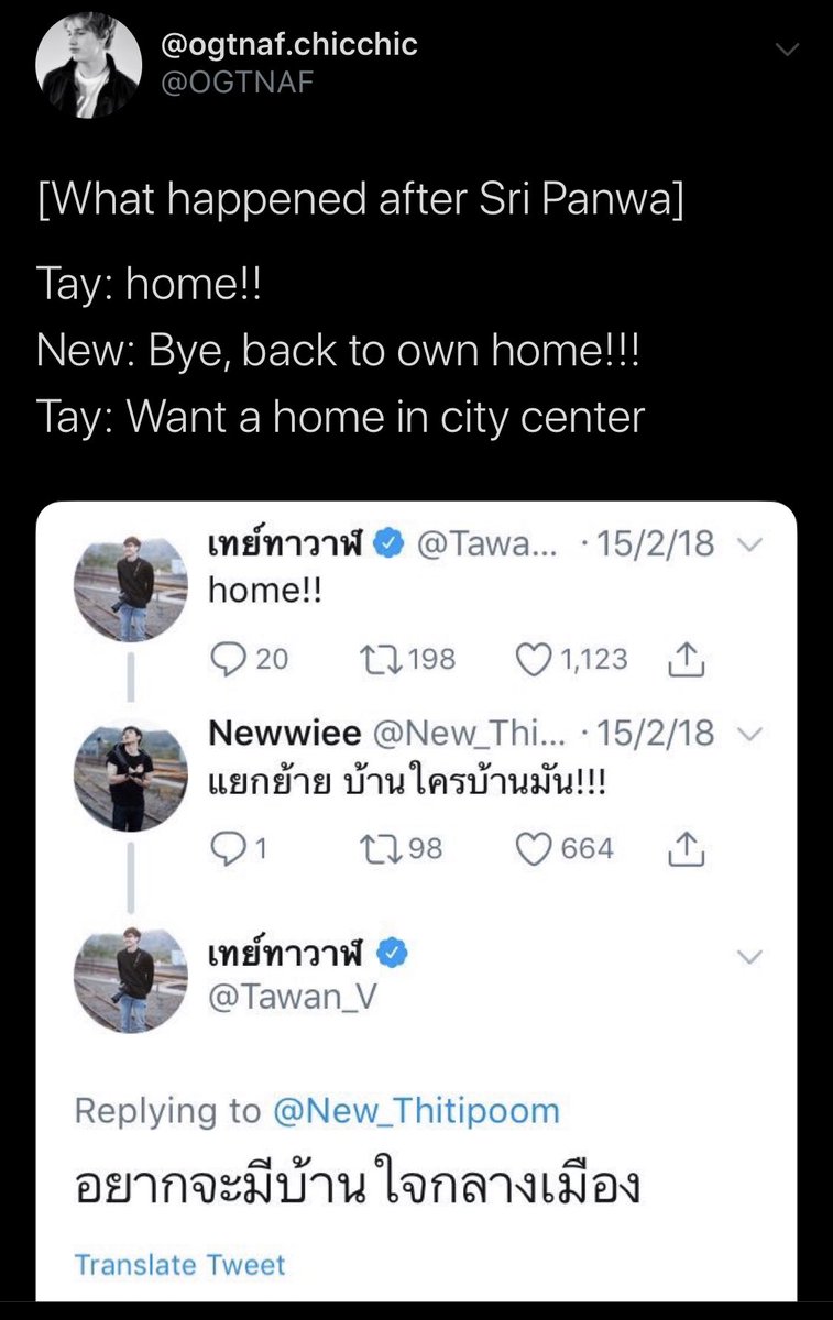i made a thread of that story w/ nanon here:  https://twitter.com/taynewtaehin/status/1121296456734744576?s=21After flying back to BKK, taynew tweeted thesecr: OGTNAF  https://twitter.com/taynewtaehin/status/1121296456734744576
