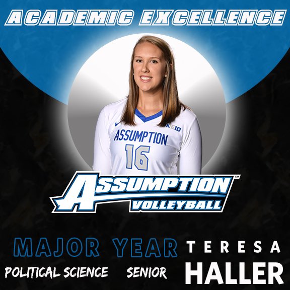AssumptionVB's tweet image. Happy National Student Athlete Day! Today we are recognizing Tess for having the highest GPA on our team!💙🐾 #ALLIN