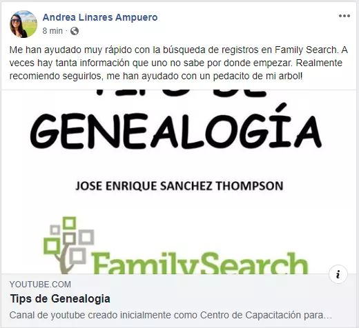 TipsdGenealogia's tweet photo. Esto es un poco del agradecimiento que nos da una amiga que nos escribió pidiendo ayuda para encontrar el acta de uno de sus ancestros.
Un abrazo y mucho éxito le mandamos hasta Perú! :) 
#TipsDeGenealogia
#Genealogy #Genealogia #Familysearch https://t.co/Jf6ds18M9O