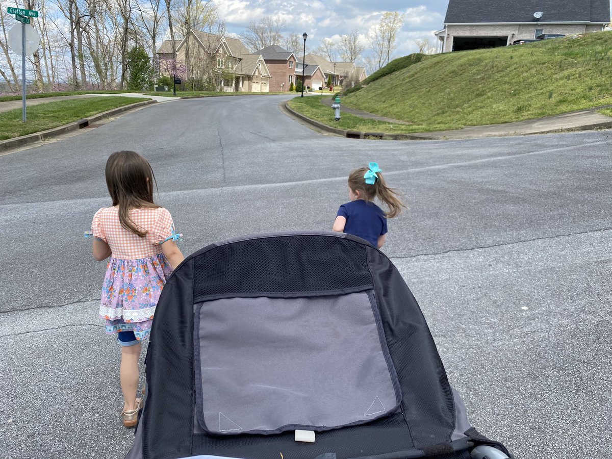 ADavisKinders's tweet photo. I accept Woodland’s fitness challenge today! My girls and I went on a walk on this beautiful day! @Woodland_JCS 
@DrKarenReach #JCSallin https://t.co/UOam7nHQ81