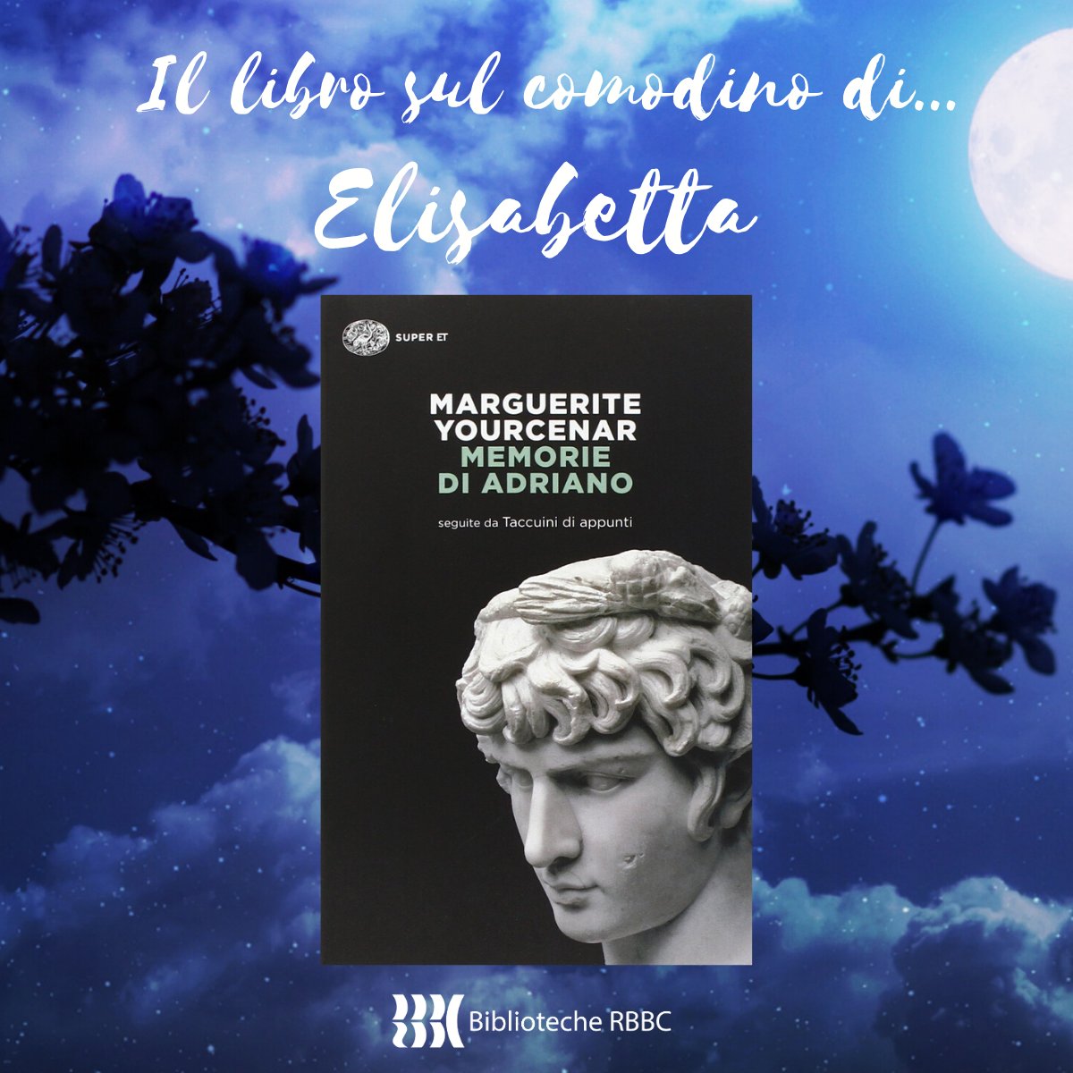 #IlLibrosulComodino 
Elisabetta legge, anzi, rilegge "Memorie di Adriano" di Marguerite Yourcenar.
"Con l'andar del tempo, la vita m'ha chiarito i libri."
➡️bit.ly/RBBCmemoriedia…