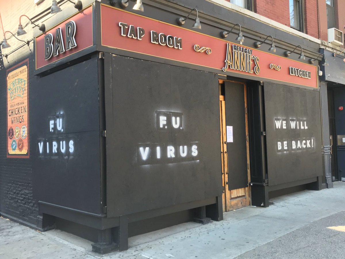 w42st's tweet photo. Hellcat Annie’s  #FUvirus #wewillbeback #hellskitchen #newyorkstrong https://t.co/GsHLvvpoQl