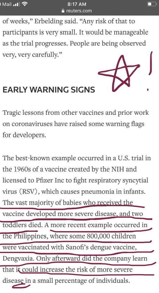 Sheeple please wake up and realize Bill Gates has an agenda. The vaccine will not save you!!! https://www.reuters.com/article/us-health-coronavirus-vaccines-insight/as-pressure-for-coronavirus-vaccine-mounts-scientists-debate-risks-of-accelerated-testing-idUSKBN20Y1GZ