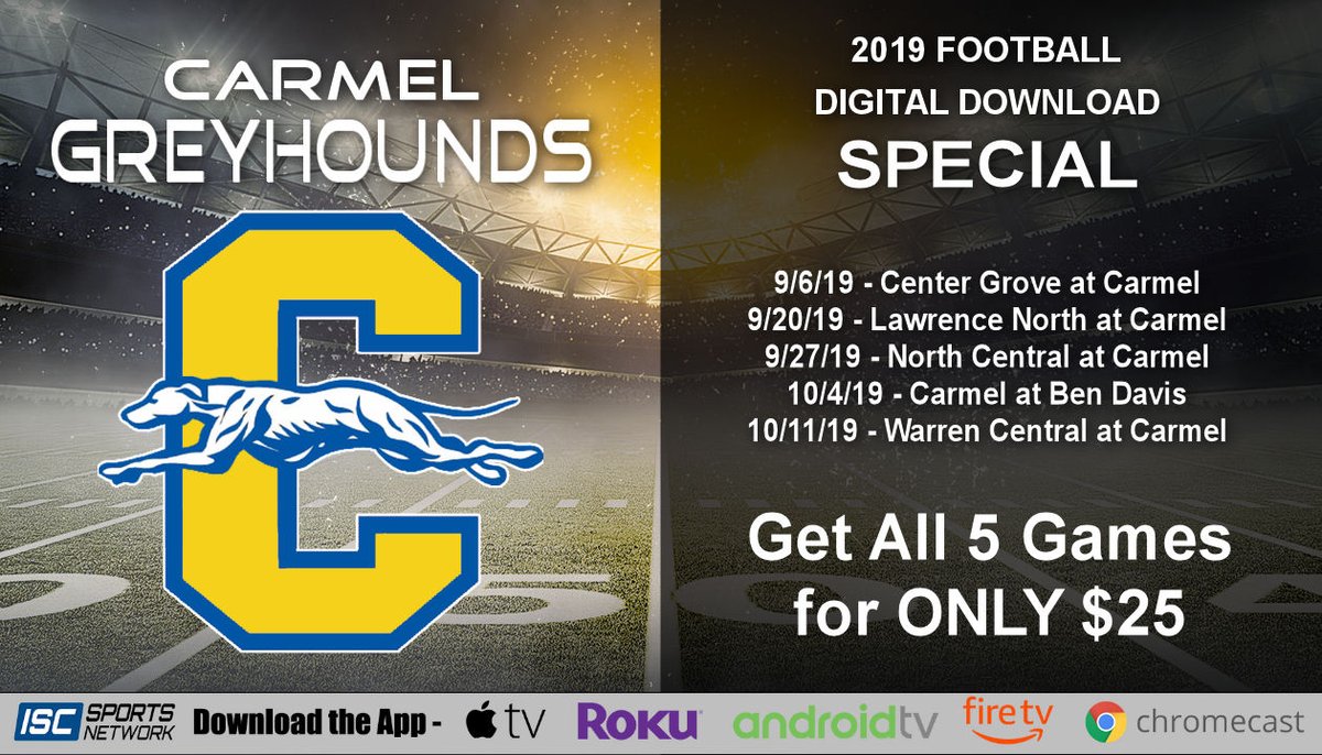 Special Offer Carmel Fans! Get 5 Digital Downloads from the 2019 IHSAA Football Season for only $25. This deal won't last long so ACT NOW! mtcsports.net/2019ihsaafb-ca…