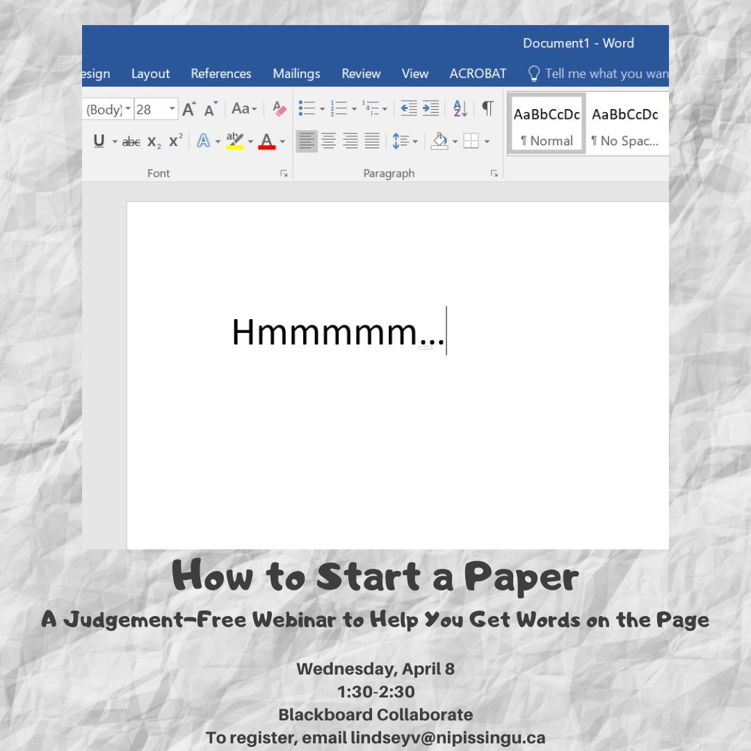 NUSUtalks's tweet photo. So your paper submission deadline got extended, thank goodness! Lindsey, is here to help you finally take a stab at it. Email lindseyv@nipissingu.ca or click on the following link:
https://t.co/tBrGBb9n1F @nuStudentLT @nulakers @NipissingU https://t.co/JimGqhyilM