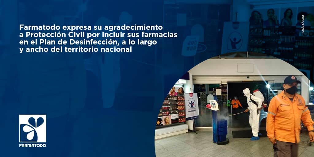 Farmatodo's tweet photo. Como parte de las medidas implementadas por el Estado, Farmatodo ha recibido a los equipos designados para el proceso de limpieza y desinfección de @PCivil_Ve, el cual complementa las medidas preventivas de higiene que han sido reforzadas en toda nuestra cadena de distribución. https://t.co/n4UHLnwaOn