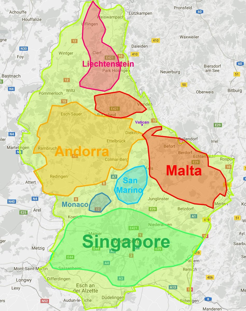 simongerman600's tweet photo. This tongue in cheek map shows just how huge #Luxemburg really is! It fits #Andorra #Malta #Monaco and the #Vatican among others... https://t.co/OuHxEURJFq