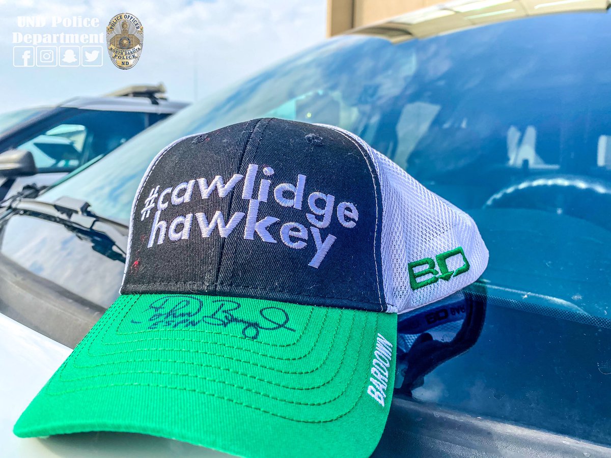 Who is ready for a special giveaway? Win this #CawlidgeHawkey hat signed by the one and only <a href="/Buccigross/">BucciOT.Com</a>! To be entered you must #Retweet &amp; #Follow us on #Instagram! (@UNDPolice) #10000Followers #BestCopsAround #UNDProud