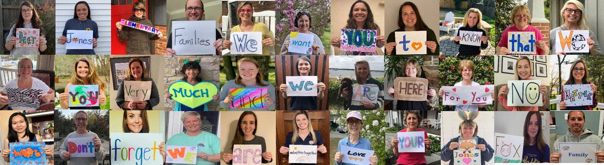 What a special surprise!! The Jones teachers and staff have a message that must be read in the picture collage. We love our Jones community🦊🦊
#jonesfamily
<a href="/AACountySchools/">AACPS</a>