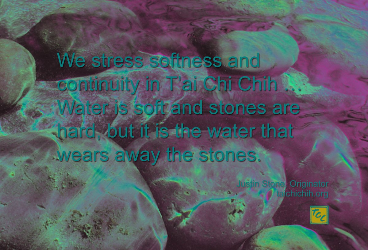 taichichih's tweet photo. We stress softness and continuity in T'ai Chi Chih. Water is soft and stones are hard, but it is the water that wears away the stones.
Try it and see for yourself.
.
.
#stressrelief #innerpeace #taichichih #chi #qigong #zen #buddhism #yoga https://t.co/jI6bHBaghs