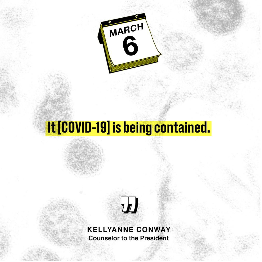 On March 6th, Kellyanne Conway claimed the novel coronavirus crisis in the U.S. was "being contained."⁣Today, the death toll has surpassed 10,000 with experts saying the true number might actually be much higher.⁣