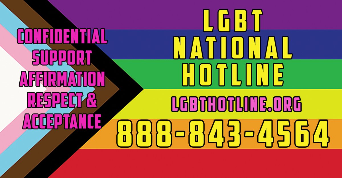 LGBTNatlHelpCtr's tweet photo. We're here if you need to talk #LGBT National Hotline 888-843-4564 .  #SocialDistancing doesn't mean you have to be alone. https://t.co/aFVskZRvgK