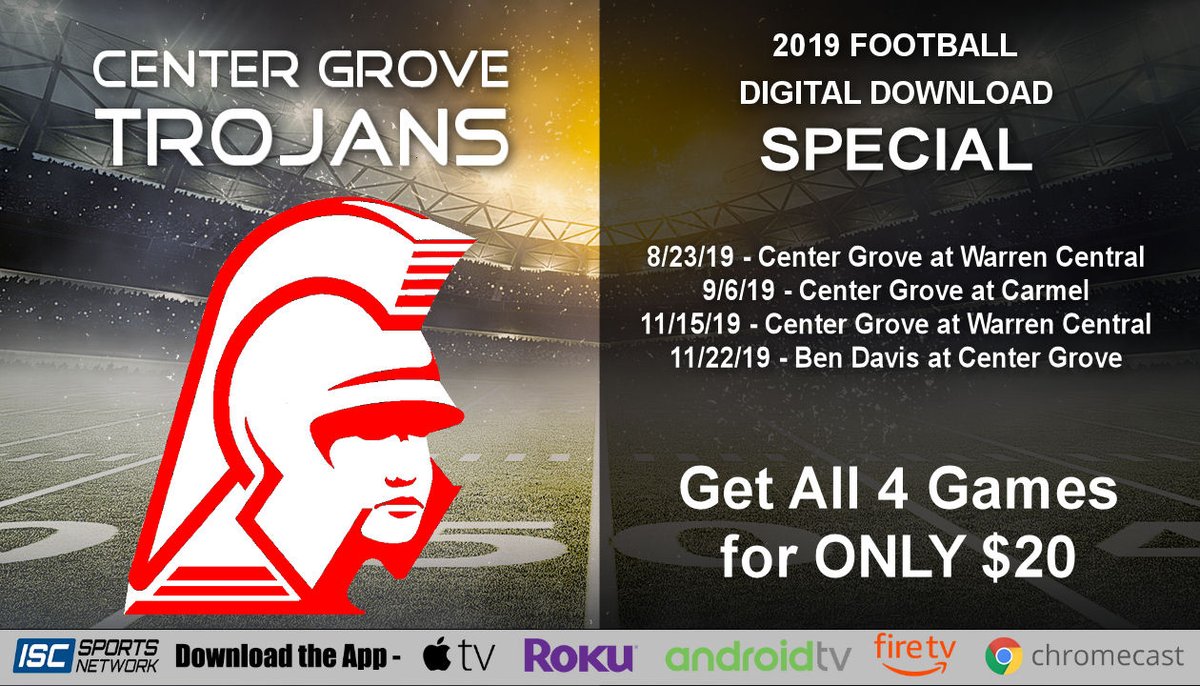 SPECIAL OFFER Center Grove Fans! Get 4 Digital Downloads from the 2019 IHSAA Football Season for only $20. This deal won't last long so ACT NOW! mtcsports.net/2019ihsaafb-ce…