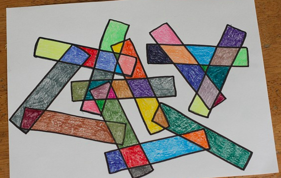 JamesTdsb's tweet photo. This artwork was created using only rectangles, but look at the result! Kew Grade 3s, you were just working on 2D geometry. How many different types of polygons can you find? How many of each? @mercer_kew @TDSB_KEW @MsGagatsis https://t.co/6gD9eQGHY9