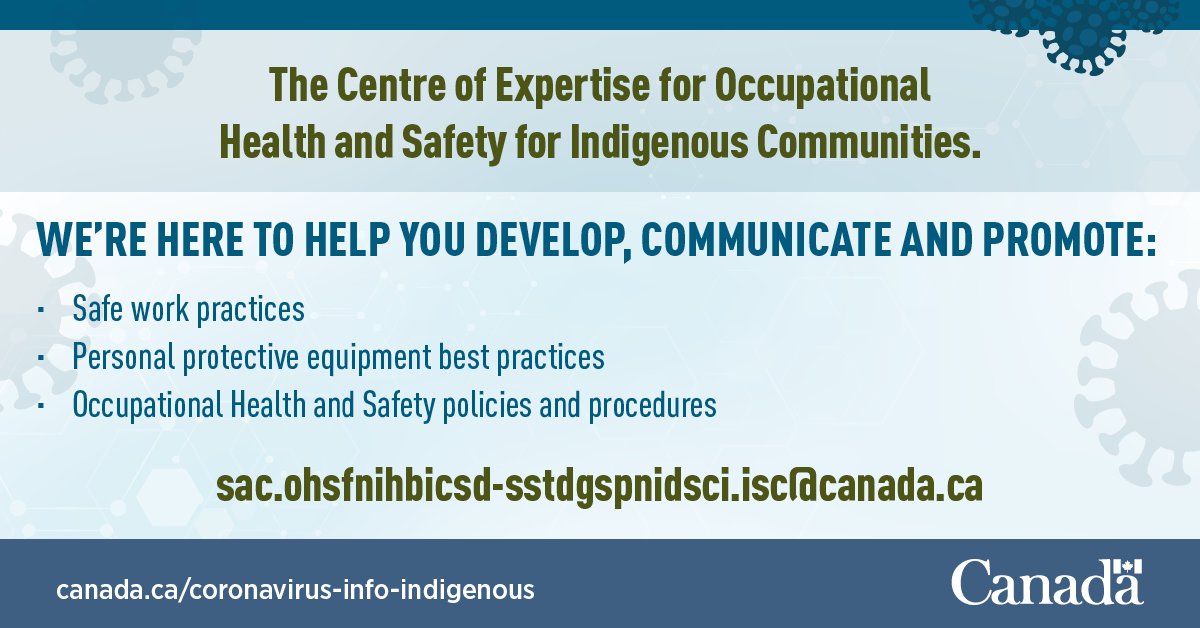 GCIndigenous's tweet photo. (1/2) #IndigenousService Canada (ISC) is committed to protecting the health and safety of essential services personnel, including health care workers. Due to #COVID19, ISC has created a Centre of Expertise for Occupational Health and Safety for Indigenous Communities. https://t.co/iin7fbjOXN
