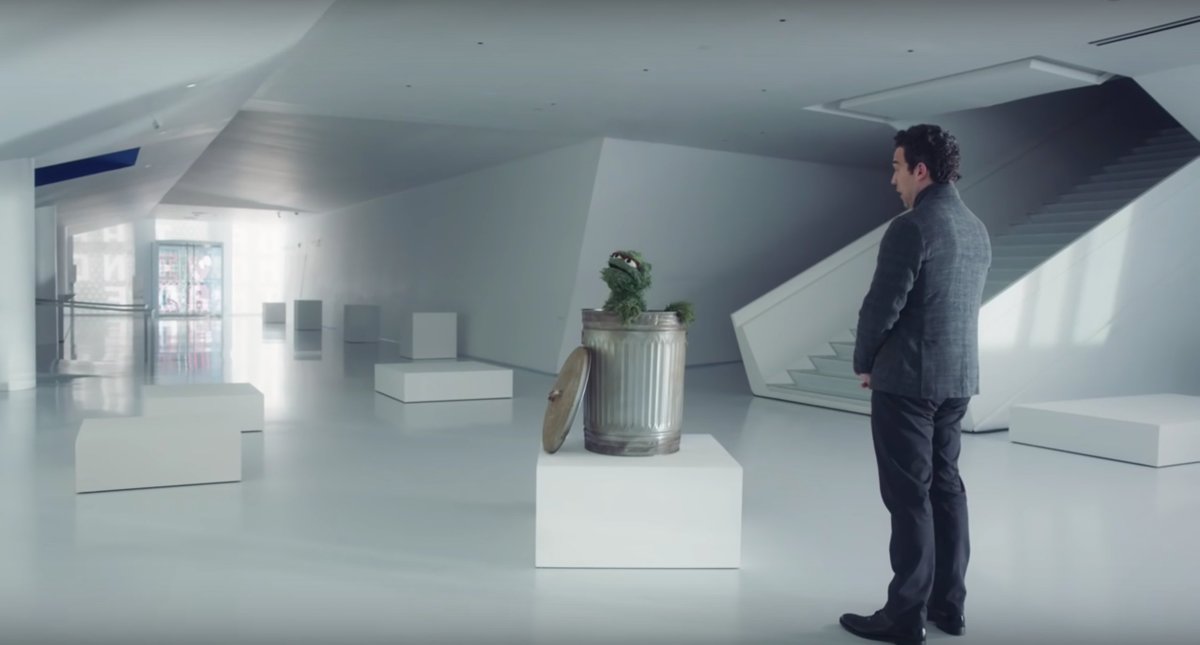 We had our own role as the location for  @OscarTheGrouch's art-world debut (his trash sculptures were a hit!) in this commercial   #museumsinmovies