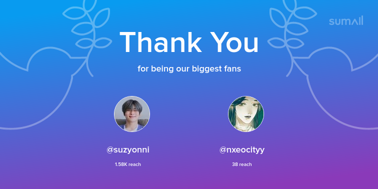 aynatdo's tweet photo. Our biggest fans this week: suzyonni, nxeocityy. Thank you! via https://t.co/ooEbmwL5DM https://t.co/Ys5B6pGzvH