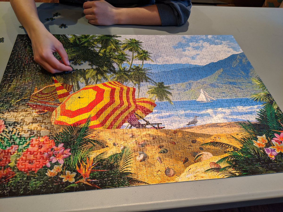 ShawnaLeeG's tweet photo. 1000 piece puzzle almost completed! It was a family affair. #itwashard #supposedtobeonthebeachtoday #COVID19 #familytime #puzzle https://t.co/RNedwGejpq