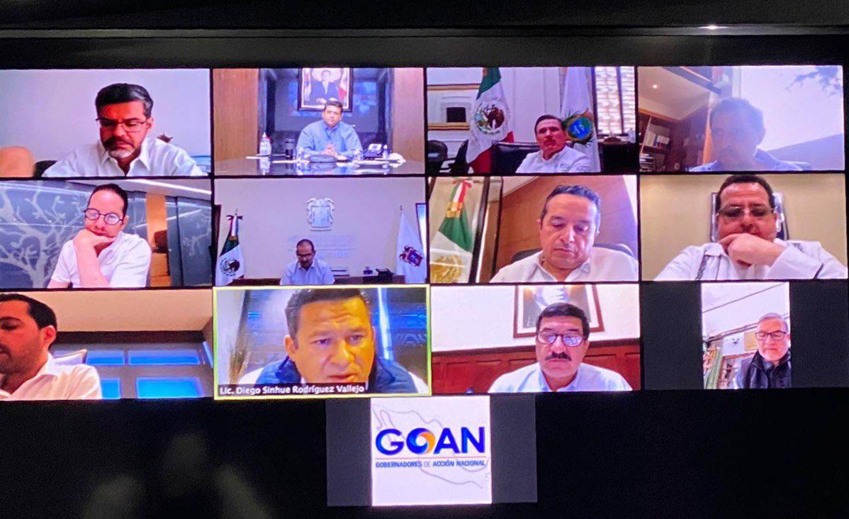 fgcabezadevaca's tweet photo. Los gobernadores que integramos la @GOAN_MX, sostuvimos una videoconferencia para compartir experiencias y lograr acuerdos conjuntos para hacer frente a la pandemia por #COVID19 y amortiguar los efectos negativos en la economía de nuestros estados. https://t.co/9YFVCZJxvI