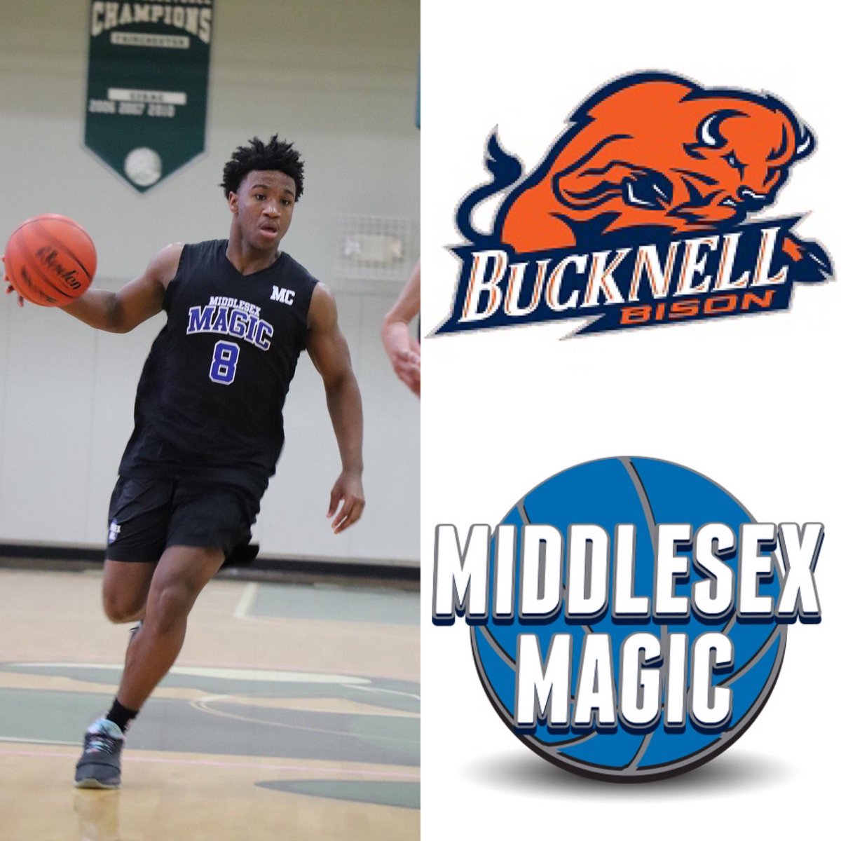 MiddlesexMagic's tweet photo. Congratulations to Magic and Catholic Memorial guard Kurtis Henderson on his scholarship offer from Bucknell University! #GoBison #MagicFamily https://t.co/LI7MNSNJ5q