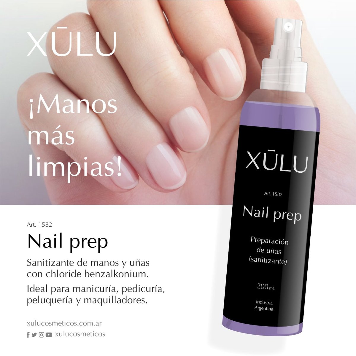 cytnetarg's tweet image. Manos más limpias con Nail Prep de Xúlu Cosméticos!👐 Sanitizante de manos y uñas con chloride benzalkonium. Higienizá tus manos y tus elementos de trabajo 👋
#CyTnet #Xulucosmeticos #hand #art #love #photography #hands #nails #fashion