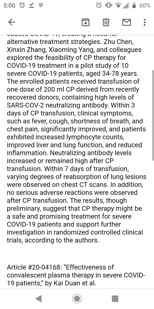 Promising result for convalescent plasma therapy from PNAS