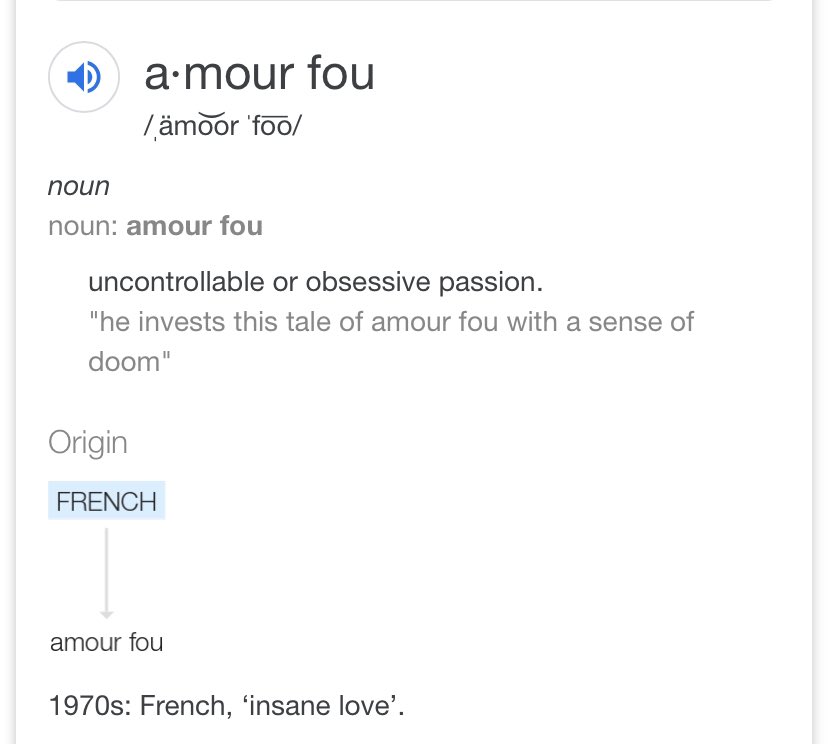 Audrey On Twitter Both These Words Limerence And Amour Fou Which Have Similar Meaning Of Obsessive Passion Though Limerence To Me Doesn T Carry The Doom That Amour Fou Is Imbibed W Emerged