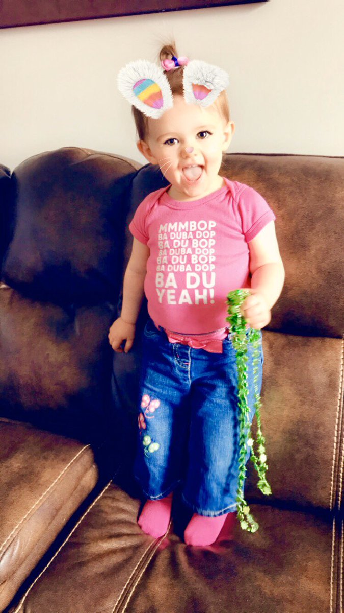 Real_McKay's tweet photo. When everything is scary, sometimes we just need to put on an #Mmmbop shirt and a bunny filter to remember to be hopeful. #FutureFanson @hansonmusic https://t.co/6Bzf4OEfsL