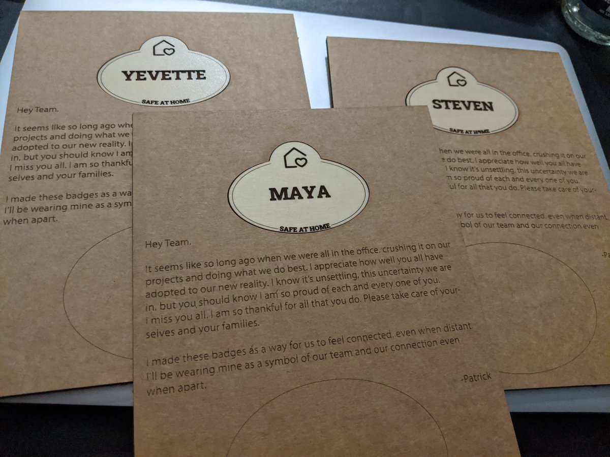 dontrebootme's tweet photo. At Disney, it's common to get special name tags for projects (Star Wars: Galaxy's Edge, Avengers Campus, etc).

Decided to make a "Safe at Home" badge for the team as one way to connect us, even in these uncertain times. https://t.co/dCixDGUNvu