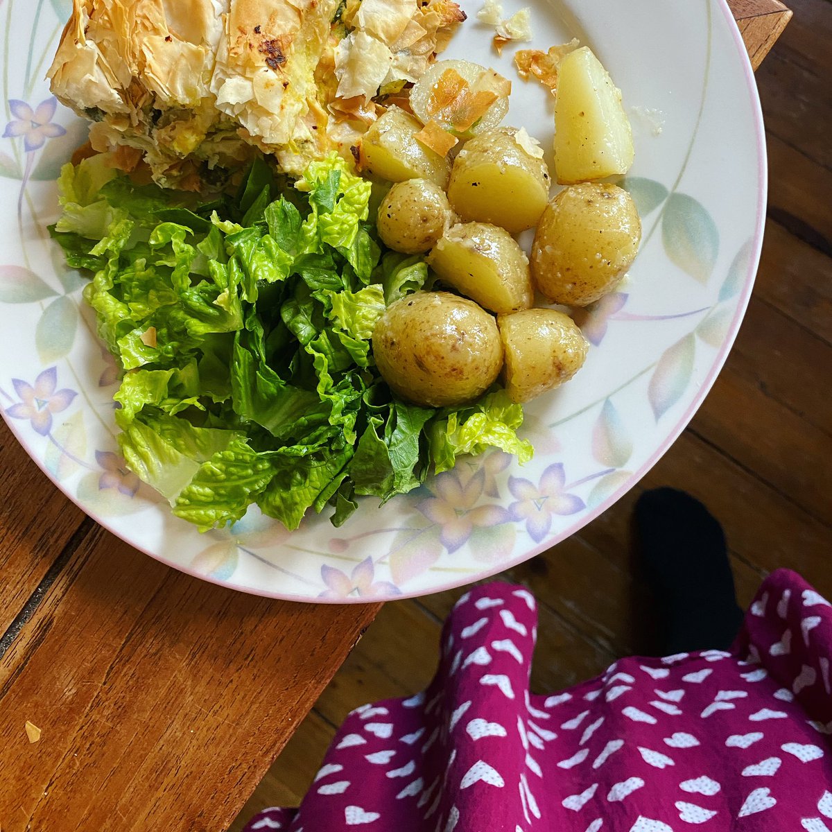 Day 21. Writing landscapes; salmon filo pie & new potatoes. Comfort food for comfort-less times.