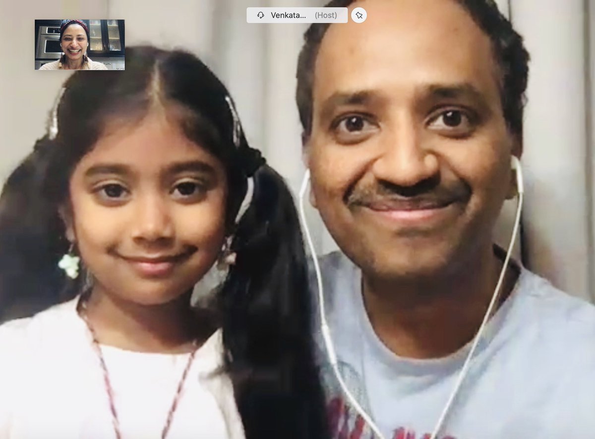 VarshaKanwar's tweet image. “When one teaches, two learn.” Great start to the week with the bright and brilliant Ananya, aka future #Cisconian, joining my bi-weekly 1:1 catch up with her dad, to talk about homeschool, her self-made earrings and ideas on fun things to do. #WeAreCisco #CiscoCX #LifeOnWebex