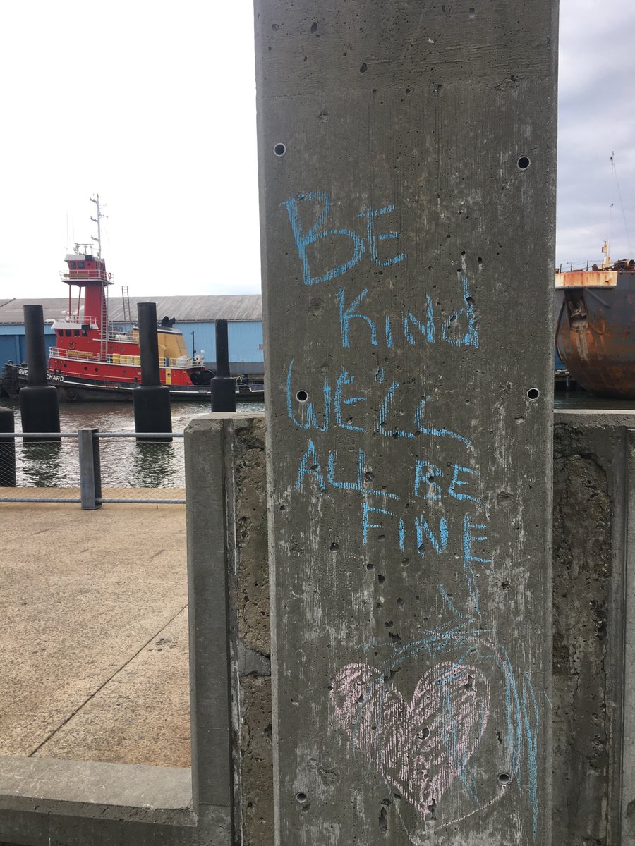 PIer 6, Brooklyn Bridge Park. Ephemeral message from yesterday; by today it had washed off.