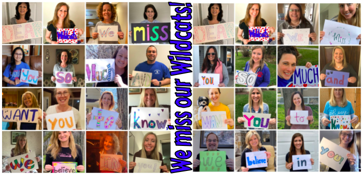 We miss our Wildcats! #WTShines #ProudToBe93 <a href="/sebastj3/">Joy Sebastian</a> <a href="/DanRomaniak/">Dan Romaniak</a> @miss_jaje <a href="/LisaHallWT/">Lisa Hall</a> <a href="/MrsRomano911/">Dominika Romano</a> <a href="/ScheuflerART/">Ms. Jamie Scheufler</a>
<a href="/ryanreads213/">Annie Ryan</a> @KrasFraz <a href="/MarieGallag/">Marie Gallagher</a> @WTRoom205 @misskemps1 @MrsHowieson <a href="/MrsNosalik/">Jennifer Nosalik</a> @MrsTracyWillard @Szo_Long <a href="/BethBauman2/">Beth Bauman</a> <a href="/WT3rdGraders/">Mrs. Swedberg</a> <a href="/DTaylorTeacherK/">Deanna Taylor</a>