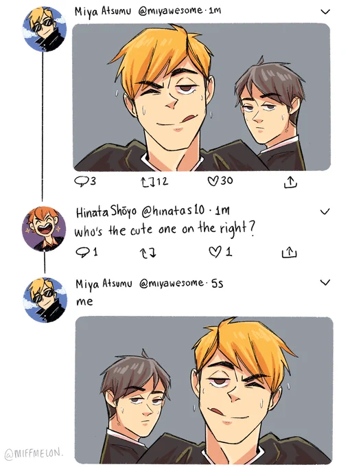 I'm sorry, I had to. 
.
.
#atsuhina #miyatwins #Haikyuu 