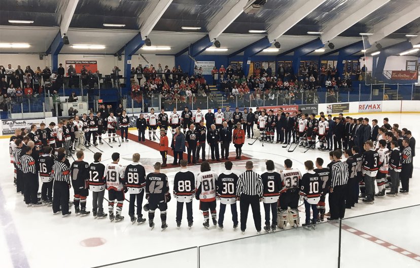 Cyclone Taylor Cup 2017/2018 with all 4 teams and officials on ice honouring <a href="/HumboldtBroncos/">Humboldt Broncos</a> We play for you!

@R_Sockeyes <a href="/deltaicehawks/">Delta Ice Hawks</a> <a href="/CR_STORM/">Campbell River Storm</a> <a href="/nitroshockey/">Kimberley Dynamiters</a> 

#HumboldtStrong