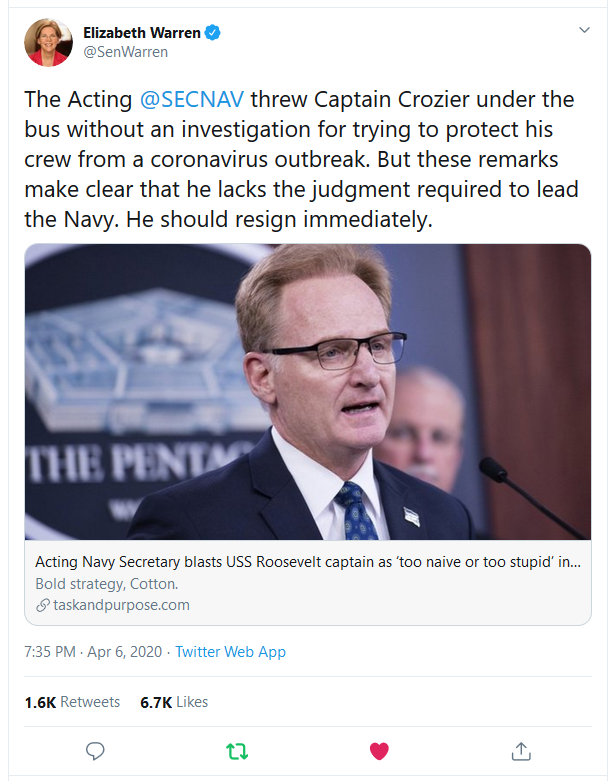 MatHelman's tweet photo. Calls for Acting @SECNAV #ThomasModly to #ResignModly or otherwise be removed from office span the political spectrum w/ conservatives, moderates, & progressives all calling for his ouster, incl. @justinamash @RepElaineLuria @SenBlumenthal & @SenWarren.
#ModlyResign #ModlyMustGo https://t.co/SbaTWadOuo