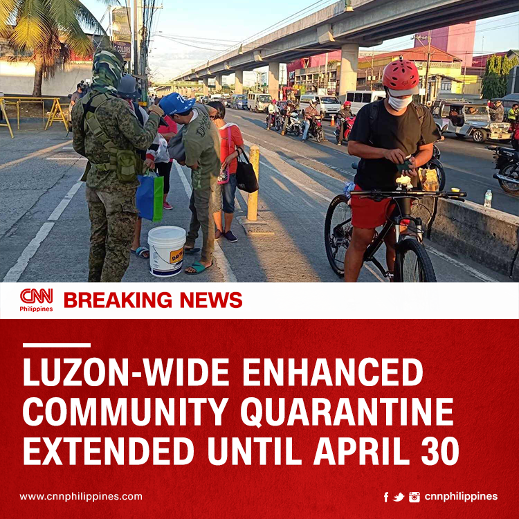 newswatchplusph's tweet photo. BREAKING: President Duterte has approved the recommendation to extend the quarantine from April 12 to 11:59pm of April 30, COVID-19 task force spokesperson says https://t.co/RU2uXXAhfm https://t.co/yONKreqS2J