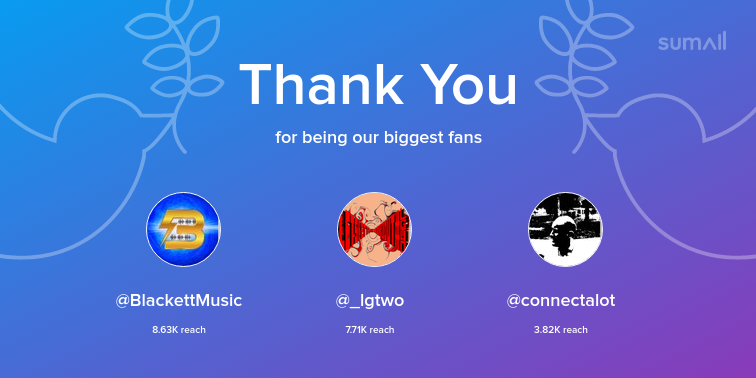 LamourVendetta's tweet photo. Our biggest fans this week: BlackettMusic, _lgtwo, connectalot. Thank you! via https://t.co/wlUmkAUq9v https://t.co/kvE9Flax6i