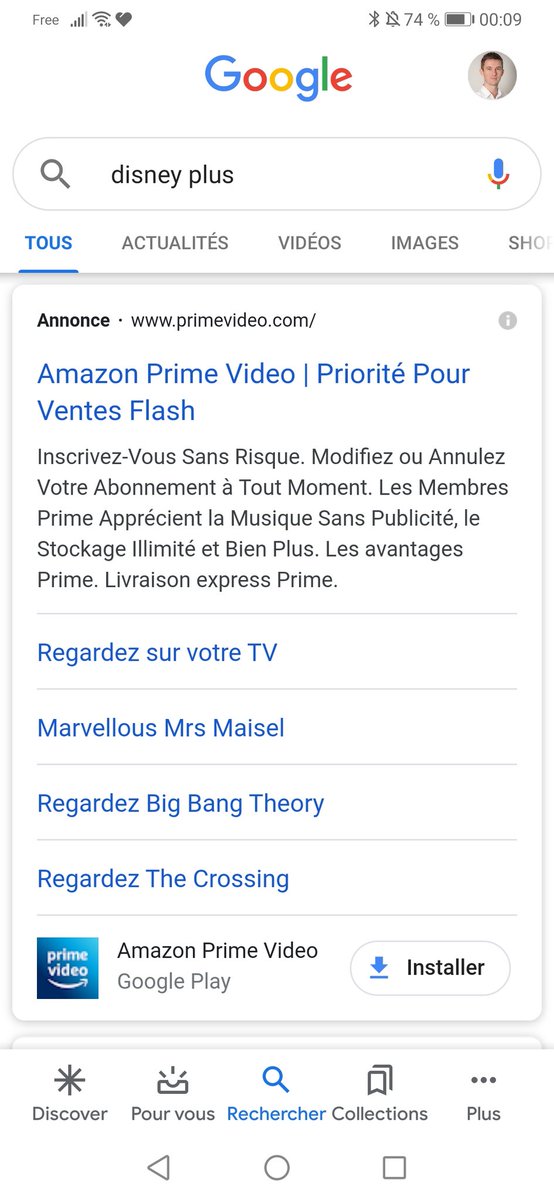 GNeyret's tweet photo. Disney Plus qui laisse la place à Amazon pour son lancement...Augmentez le budget bordel  #googleads #DisneyPlus #AmazonPrimeVideo https://t.co/l3JVQ2SSZZ