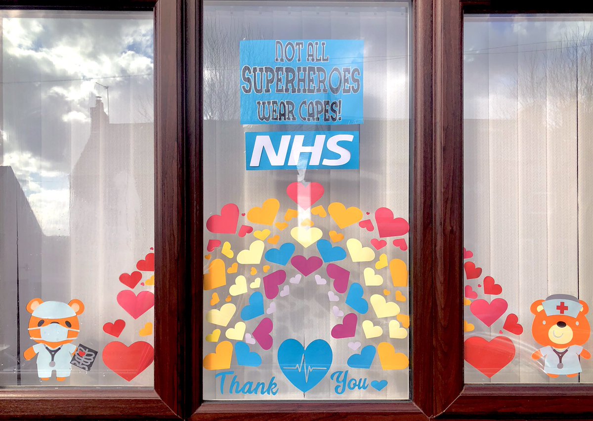 KenziKj's tweet photo. Me, my sister and mum made a window display today. I’ve written a new poem and been working on my book! #Day11ofLockdown #AutismAwareness #NHSheroes #imjustme #kidpoet #StayHome https://t.co/fVtwtwRw3Y
