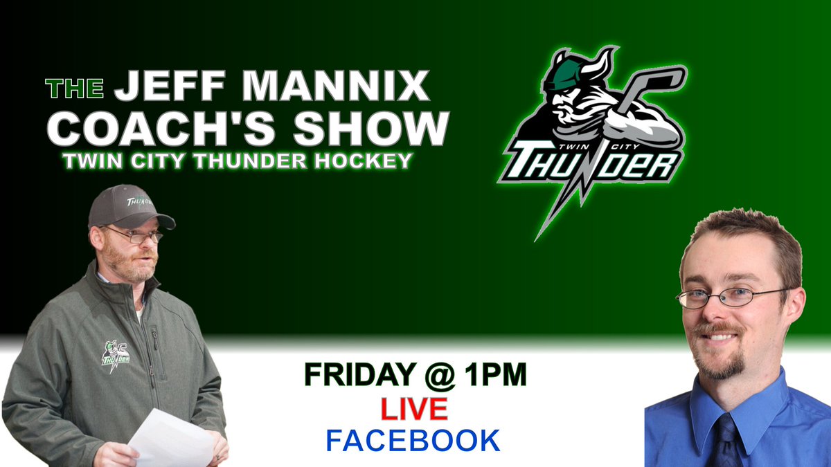 TCthunderUSPHL's tweet photo. Join us this Friday at 1:00pm EST as we go live for our first Coach's show with #NCDC head coach Dan Hodge and thunder announcer @JeffMannix. #usphl https://t.co/zajF8suZ99