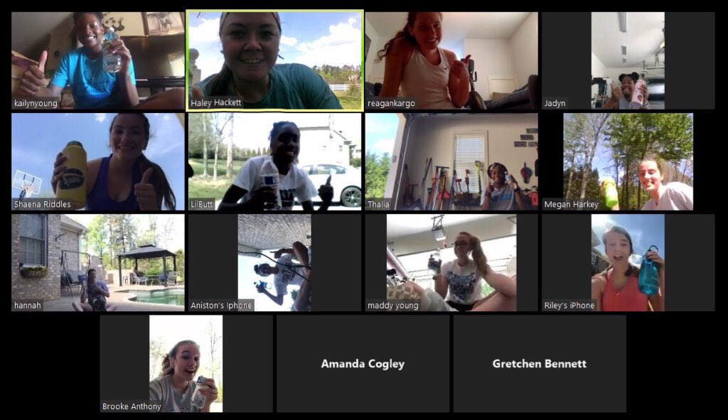 NWGuilfordWBB's tweet photo. Day 1 of “Virtual Post Season” is in the books! Thankful for technology that helps us stay connected and active together! How are you and your team staying active during quarantine?? https://t.co/LWLHNMegoJ