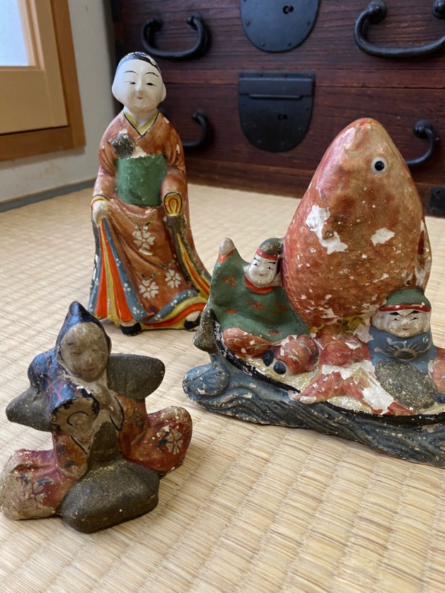 花巻人形/花巻土人形「不動明王」江戸後期〜明治初期頃 堤人形 附馬牛