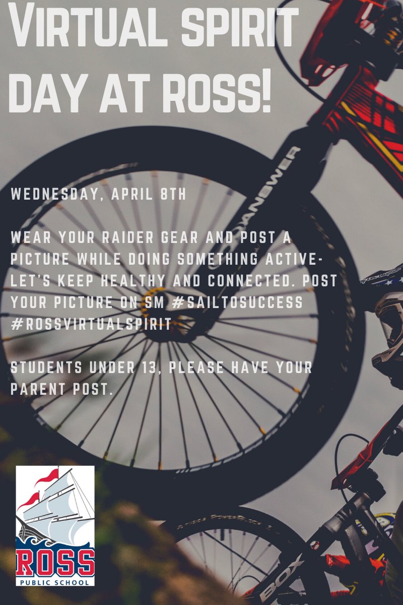 ross_dsbn's tweet photo. Let’s see your spirit, Raiders! Our first virtual spirit day is Wednesday- be active, wear your Raider gear and post a pic!  Let’s stay connected and show our Raider Pride, even when apart! https://t.co/KEPNyVp2X9