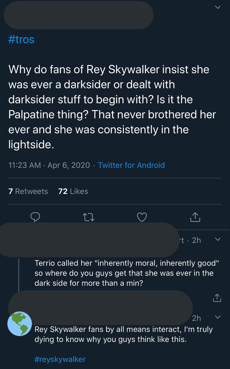 Rey has always struggled with the dark side. I can see if you disagree by taking this literal and thinking she dabbles in DS force abilities, but you miss the point.The dark side in Star Wars is a metaphor for fear & anger. To give in to those is the path to the dark side. 1/