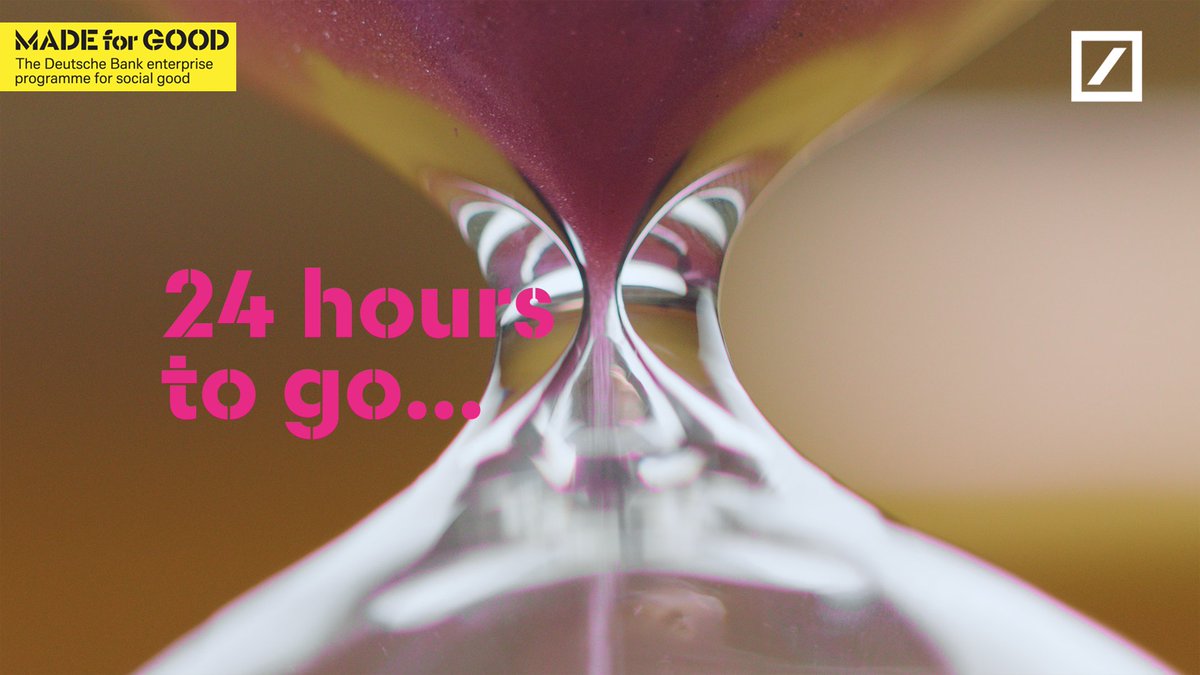 MeWe360's tweet photo. β± The countdown starts now - only 24 hours to go!
#DBACE deadline closes TODAY at 11:59:59 (BST), Tuesday, April 7, 2020π
Good luck submitting ! We can't wait to read your creative enterprises driving #PositiveImpact π
#dbMadeForGoodUK
#CreativeIndustries #SocEnt #ChangeMaker https://t.co/tqdfao2uBL