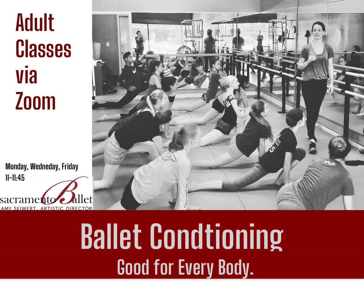 SacBallet's tweet photo. Adult classes are here! Offerings include open ballet, Ballet conditioning, and Hip-hop. For more details: https://t.co/mCfVAWWmaX
#SacBStrong #SocialDistDancing #AloneTogether #SacBallet https://t.co/RoOBq5Wo6t