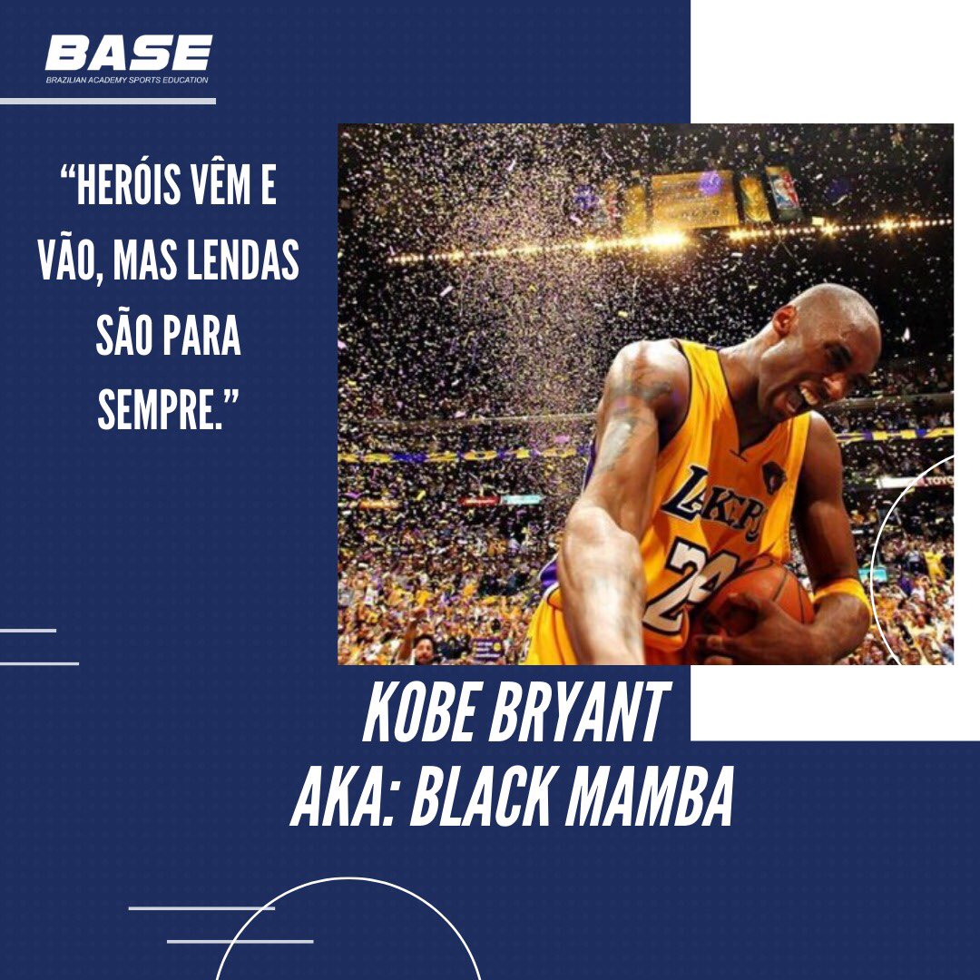 BaseAcademy1's tweet photo. Kobe Byant AKA: Black Mamba

“Descanse no final, não no meio.”
“Apesar do medo, termine o trabalho.” 
“Se você não acredita em si mesmo, ninguém fará isso por você.” 
“Depois de saber como é o fracasso, a determinação persegue o sucesso.” - Kobe https://t.co/ZXwuMKAChn